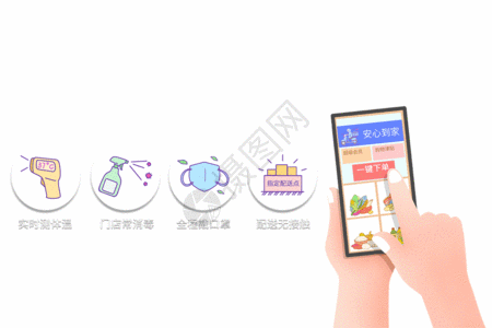 网上购物无接触安心送GIF体温高清图片素材