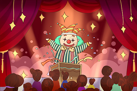 愚人节小丑表演节目愚人节表演节目的小丑插画
