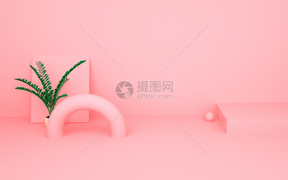 粉色C4D立体背景图片