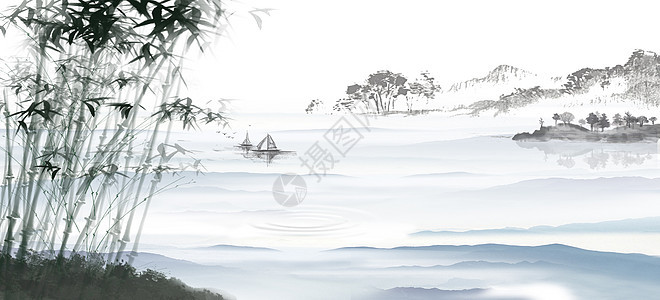 竹林水墨背景图片