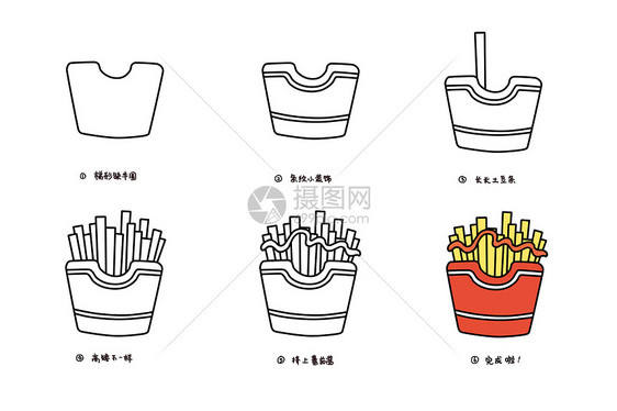 薯条简笔画教程图片