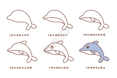 海豚简笔画步骤插画图片下载 正版图片 摄图网