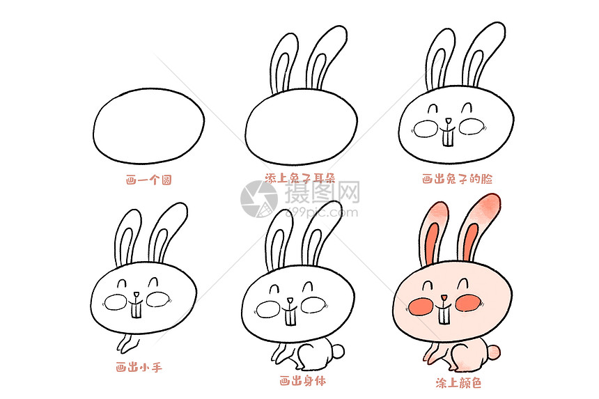 可爱兔子简笔画教程图片