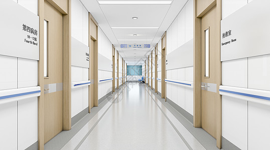 重症病房ICU病房走廊场景设计图片