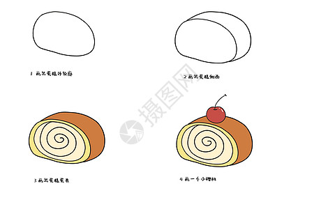 美术教育蛋糕简笔画插画