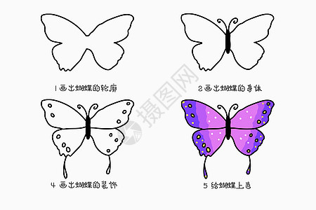 蝴蝶简笔画教程图片