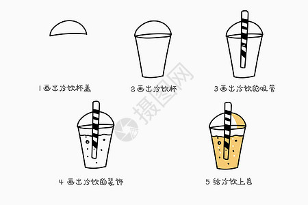 饮料简笔画教程图片