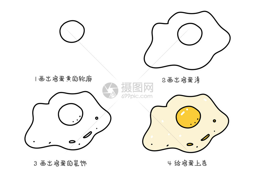 煎鸡蛋简笔画教程