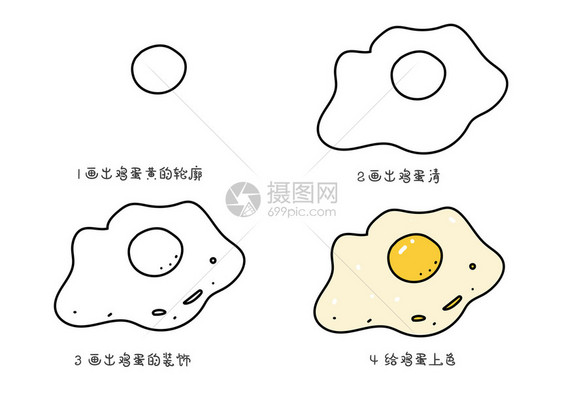 煎鸡蛋简笔画教程图片