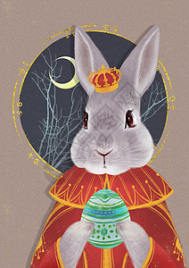 复活节灰兔和彩蛋背景图片