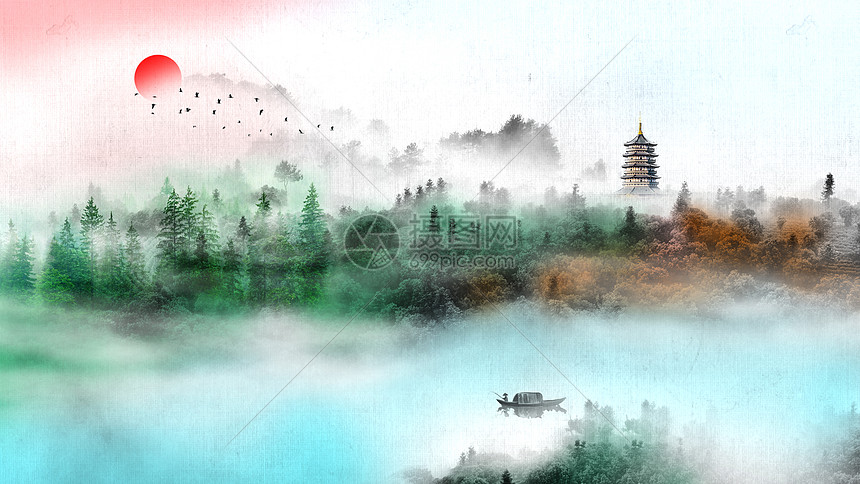 古风山水画背景图片素材 正版创意图片 摄图网 古风山水画背景图片素材 正版创意图片 摄图网