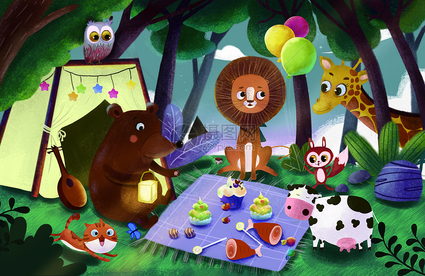 森林里动物聚会游乐