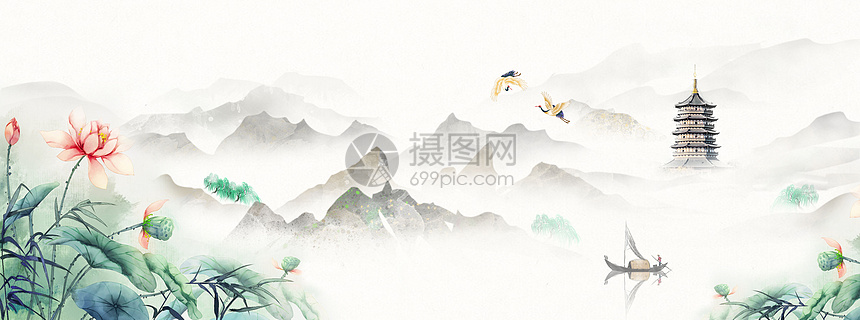 古风水墨山水图片素材 正版创意图片 摄图网