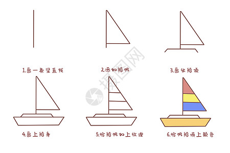 帆船简笔画步骤图片素材