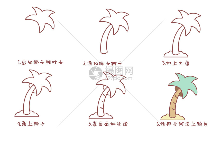 椰子树简笔画步骤图片