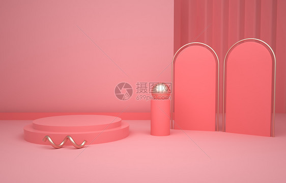 粉色系C4D立体背景图片