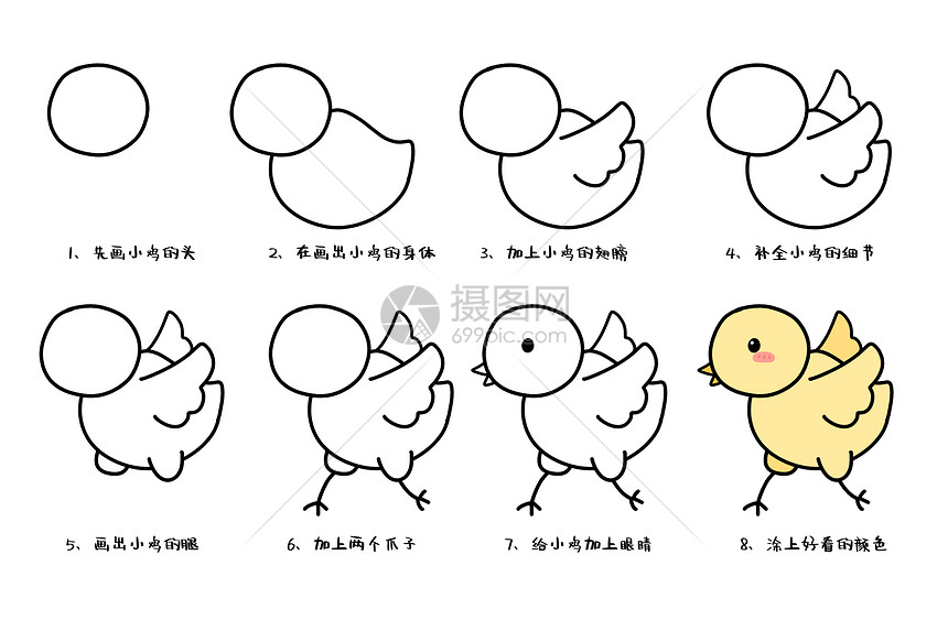 鸡的简笔画法步骤图片