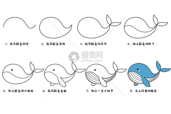 鲸鱼简笔画教程图图片