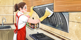 清洁厨房做家务的女人图片