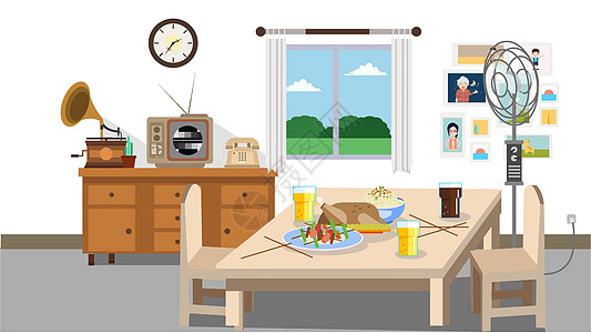 大餐插画_大餐卡通_大餐插图_手绘_板绘_摄图网