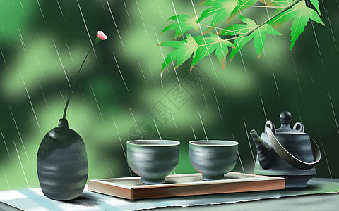 谷雨茶卡通图片