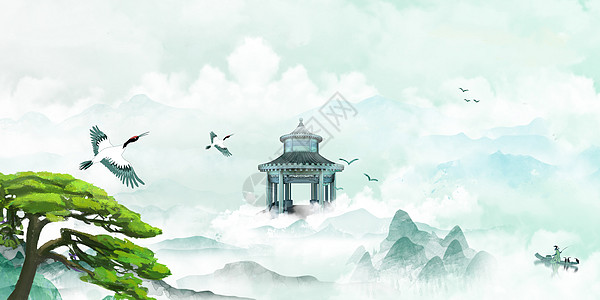 中式古建筑中国风背景设计图片