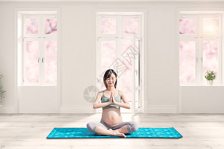 孕妇健康生活瑜伽设计图片