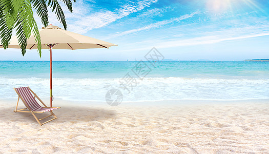 沙滩蓝天大海沙滩度假背景设计图片