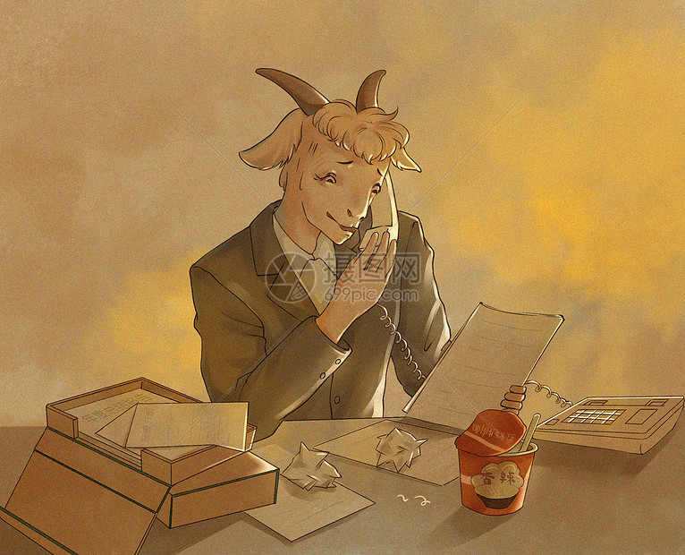 社畜之软绵绵插画图片下载 正版图片 摄图网