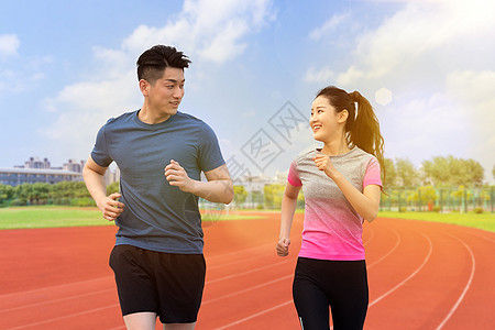 情侣健身跑步高清图片