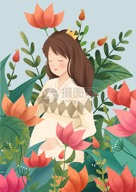 母亲节十月怀胎的妈妈插画图片下载 正版图片 摄图网
