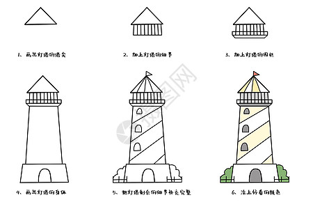 灯塔简笔画教程背景图片