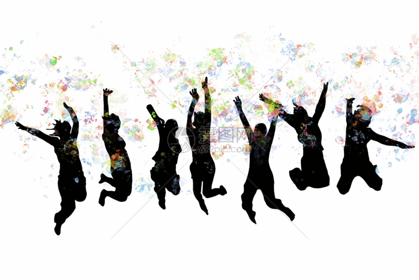 动态图片标题为劳动节青春人物彩色泼墨剪影gif,编号:401724767,格式