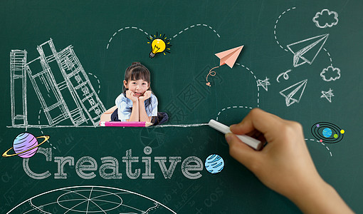 创意教育创意粉笔画高清图片