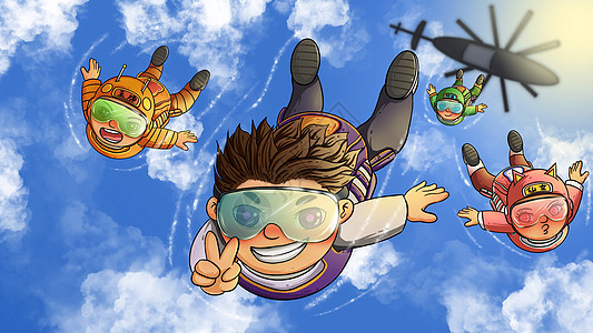 五四青年节跳伞的青年图片