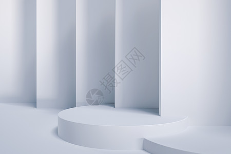 化妆品三折页白色简约柔光展台背景设计图片