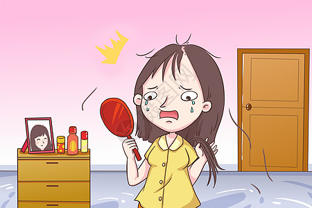 秃头美少女脱发漫画发际线高清图片