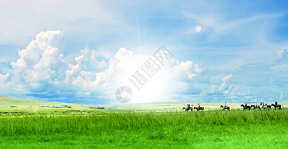 草原 马草地天空背景设计图片