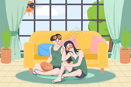 夏季情侣在室内背景图片