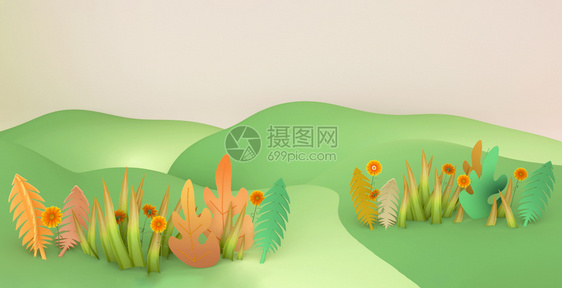 3D简洁春季背景图片