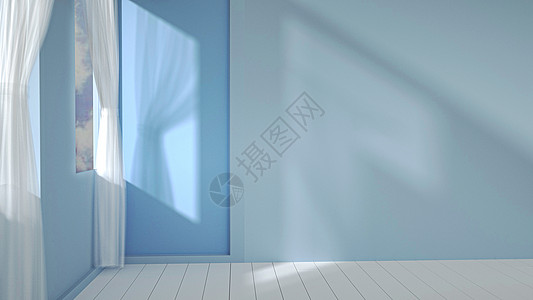 蓝色室内设计室内窗帘温馨家居背景设计图片