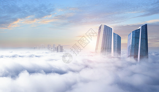 蓝天白云高楼金融地产设计图片