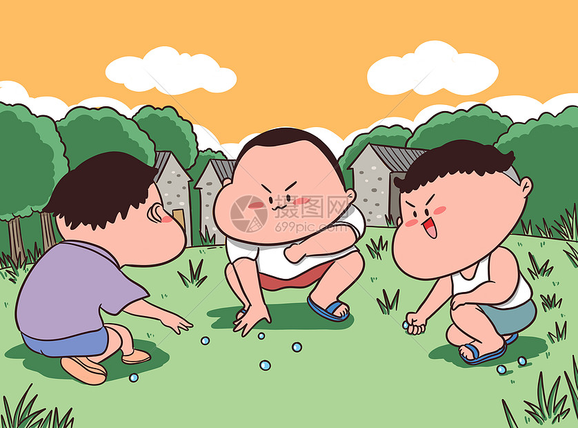 儿童节童年回忆打弹珠插画图片下载-正版图片401734212-摄图网