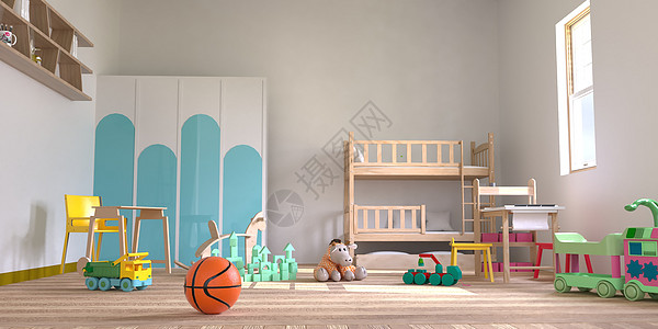 俯视玩具C4D儿童房设计图片