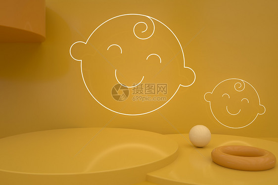 黄色母婴产品展台图片