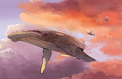 梦幻系鲸鱼遨游图片