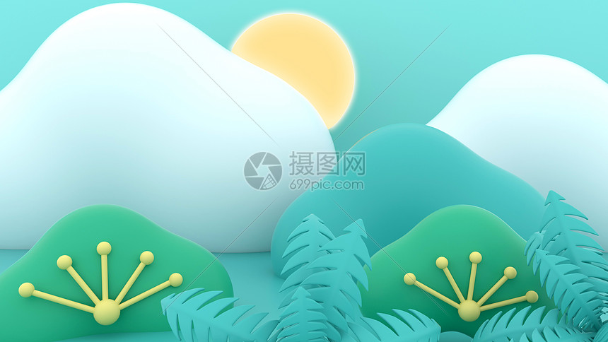 C4D三维夏日场景图片