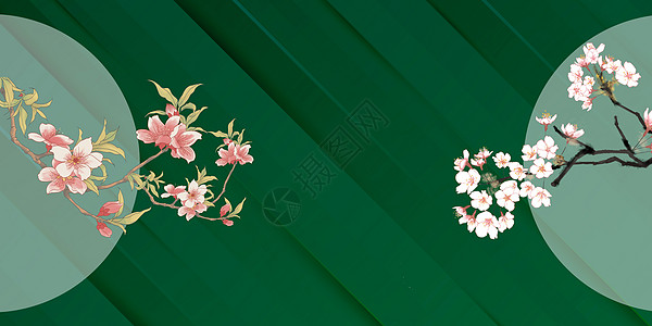中国风背景简约几何花卉高清图片