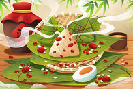 端午节美味粽子插画图片