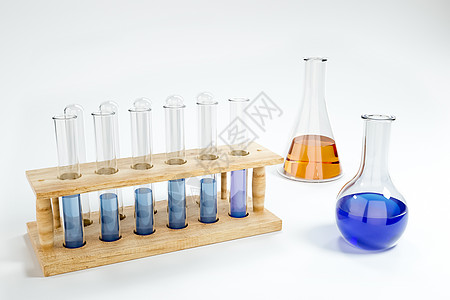 实验瓶C4D科学器材实验场景设计图片